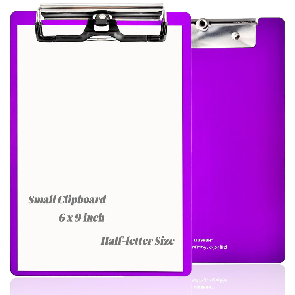 Small Aluminum Clipboard Metal A5 Memo Clip Boards w/Hangable Pen Holder