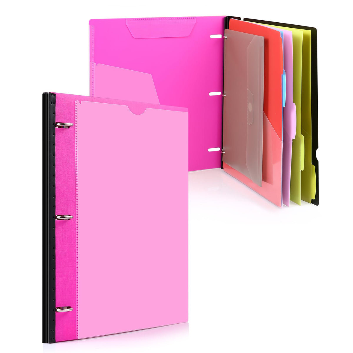 WOT I Telescoping Project Organizer, 1 Inch 3 Ring Binder, Black