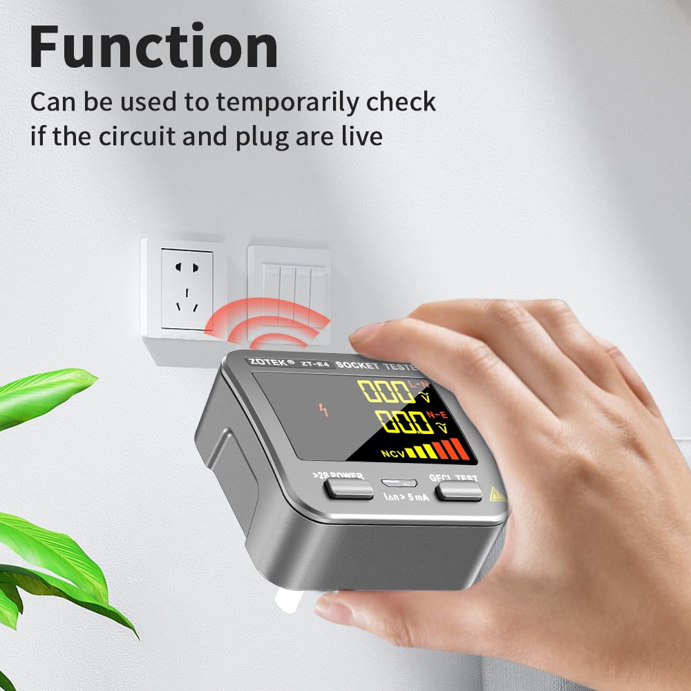 Outlet Tester with GFCI, NCV Non-Contact Voltage Tester