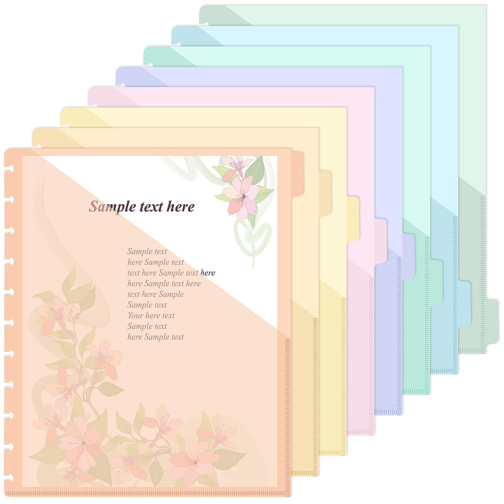 8 Pcs Discbound Pocket Dividers 8.5 x 11 Dividers with Tabs and Pockets Discbound Pocket