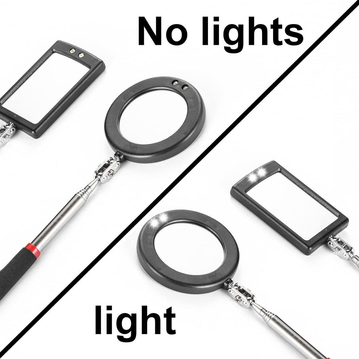 4PCS Telescoping Inspection Mirror LED Lighted Inspection Mirror