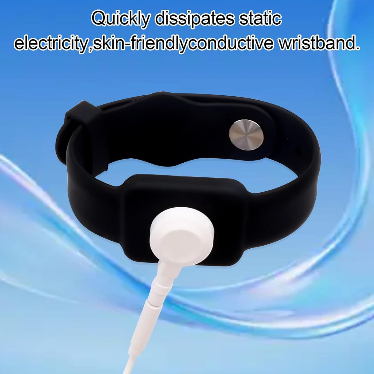 Anti Static Wrist Strap, ESD Grounding Band 9 Inch Adjustable Button Style Conductive