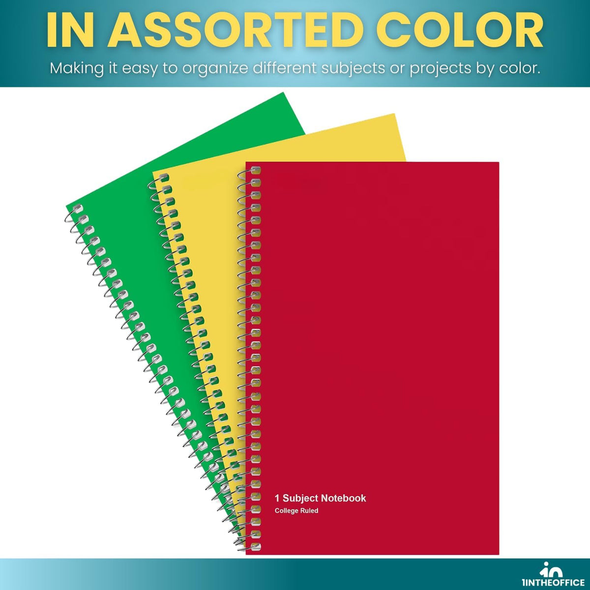 1InTheOffice 1-Subject Wirebound Notebook, College Ruled, 80 Sheets, Spiral Notebook 5x7