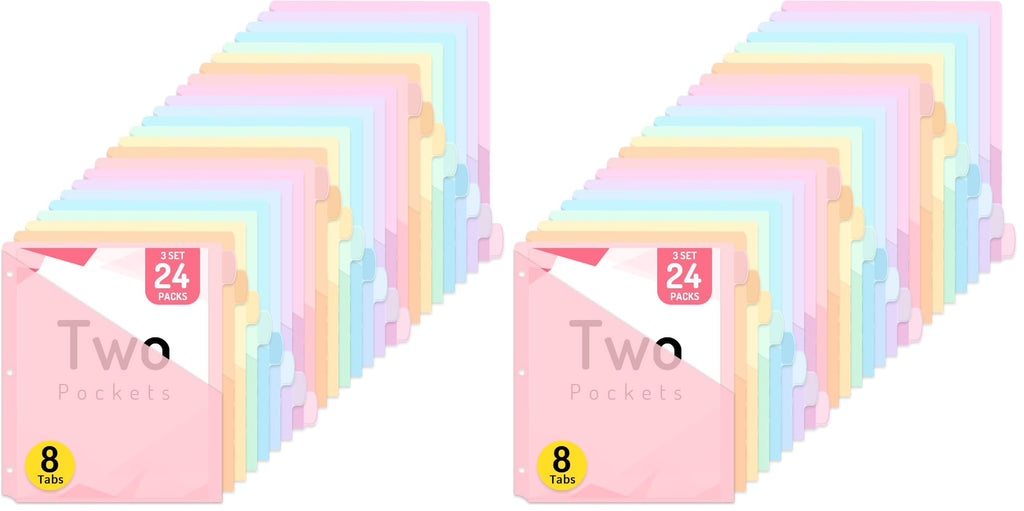 Forvencer 24 Count Binder Dividers with 2 Pocket, 8 tab Dividers for Binder