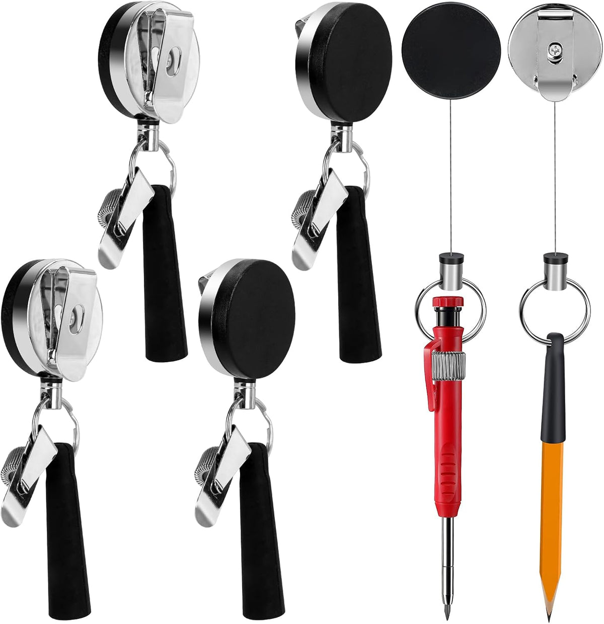 4 Pack 35 in Steel Wire Heavy Duty Retractable Pen and Pencil Holder