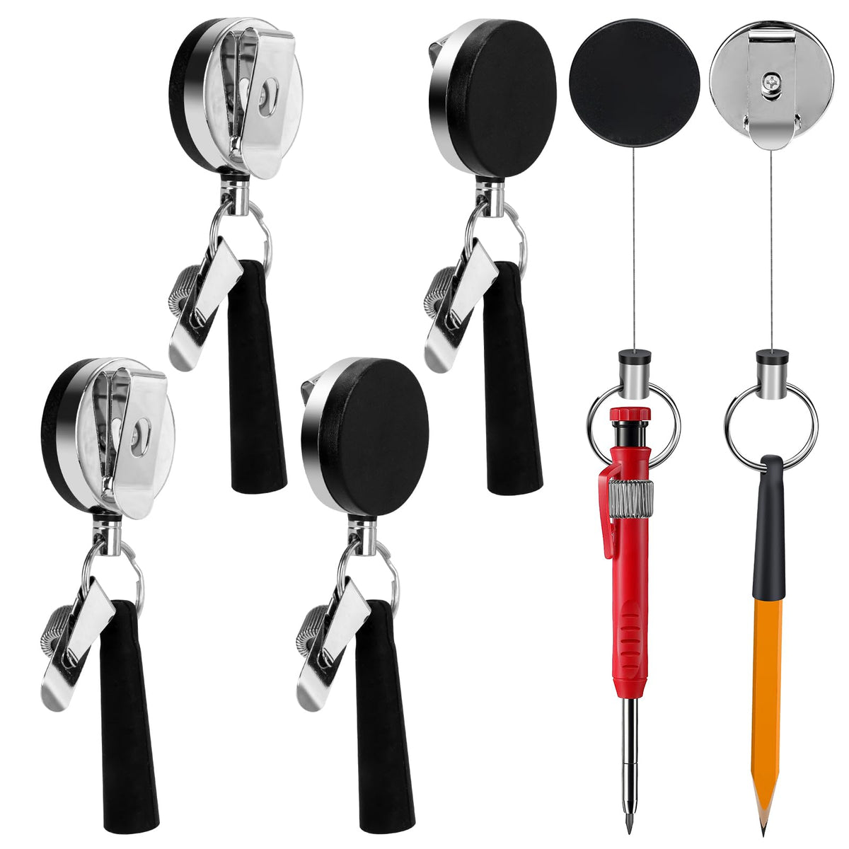 4 Pack 35 in Steel Wire Heavy Duty Retractable Pen and Pencil Holder