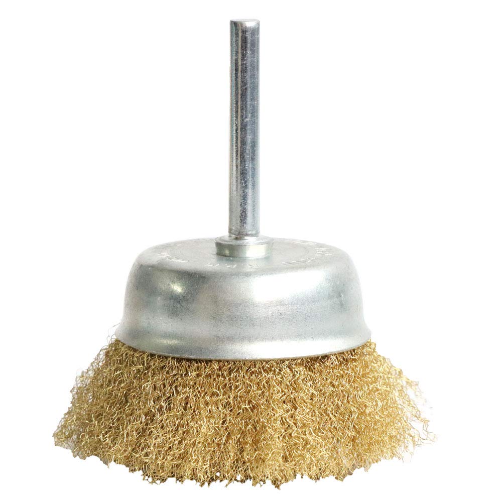 FPPO 5pcs Brass Wire Wheel Brush Kit for Drill,Crimped Cup Brush with 1/4-Inch Shank