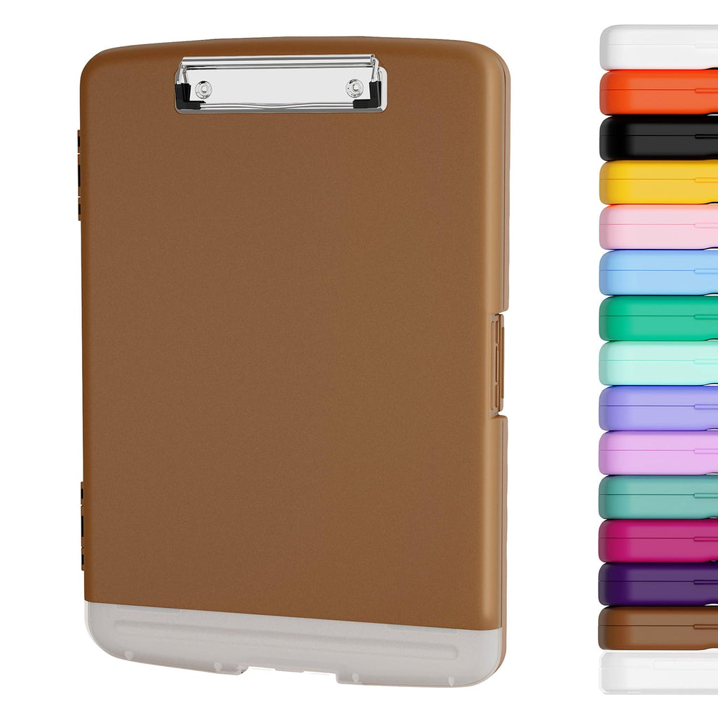 Piasoenc Clipboard with Storage, 8.5 x 11 Clip Board with Pen Holder, Red