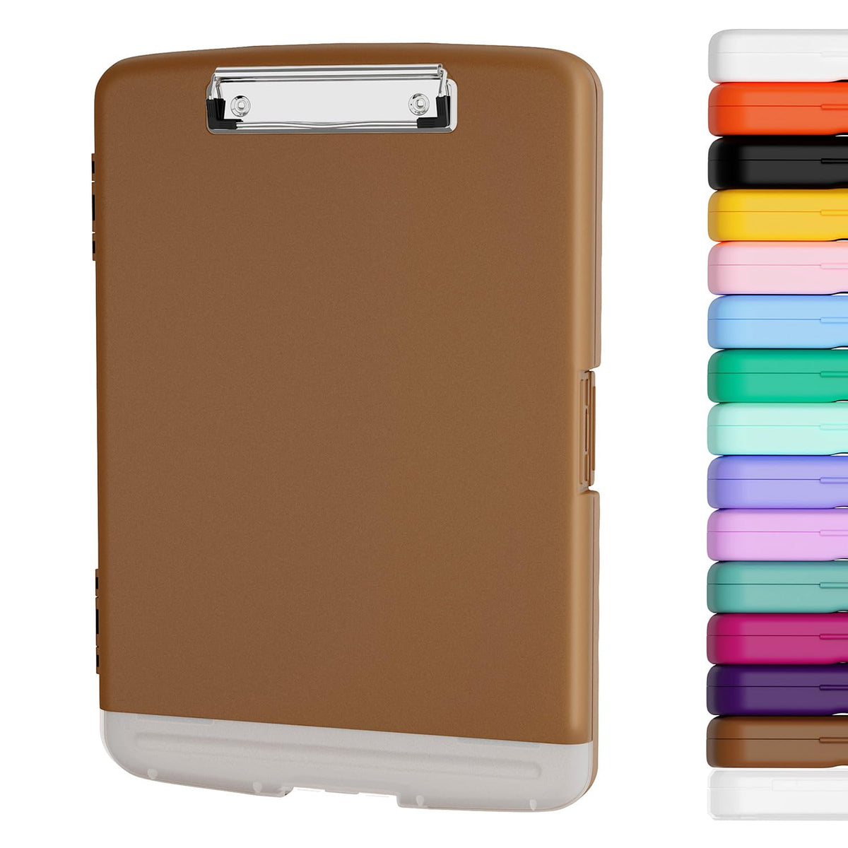 Piasoenc Clipboard with Storage, 8.5 x 11 Clip Board with Pen Holder, Red
