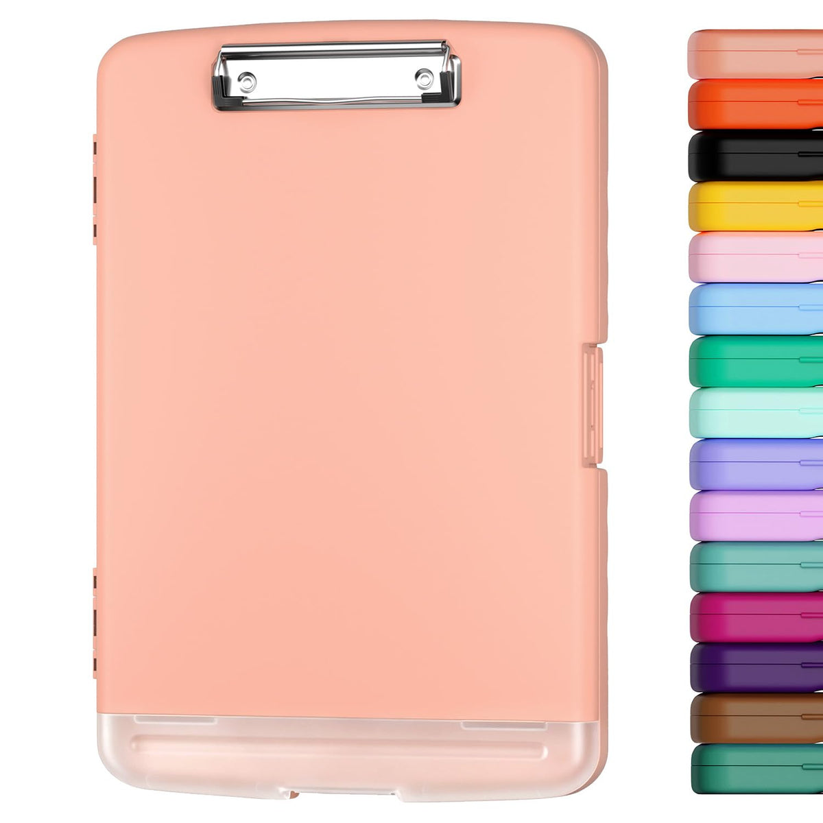Piasoenc Clipboard with Storage, 8.5 x 11 Clip Board with Pen Holder, Red