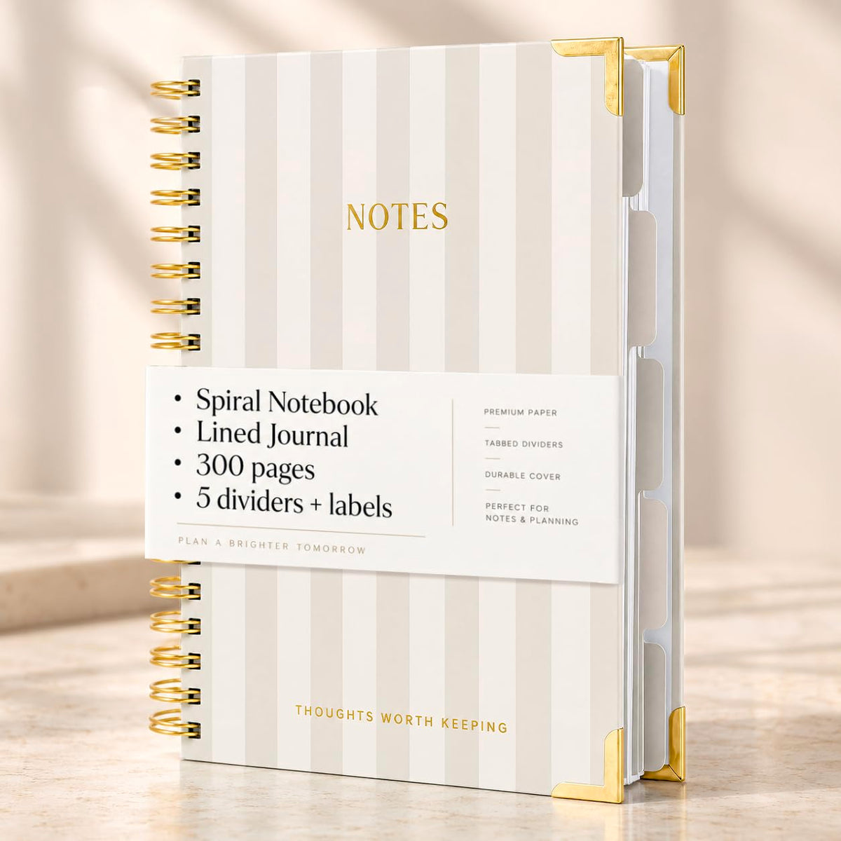 Aesthetic Thick Spiral Notebook With Tabs - Journal For Women Size B5