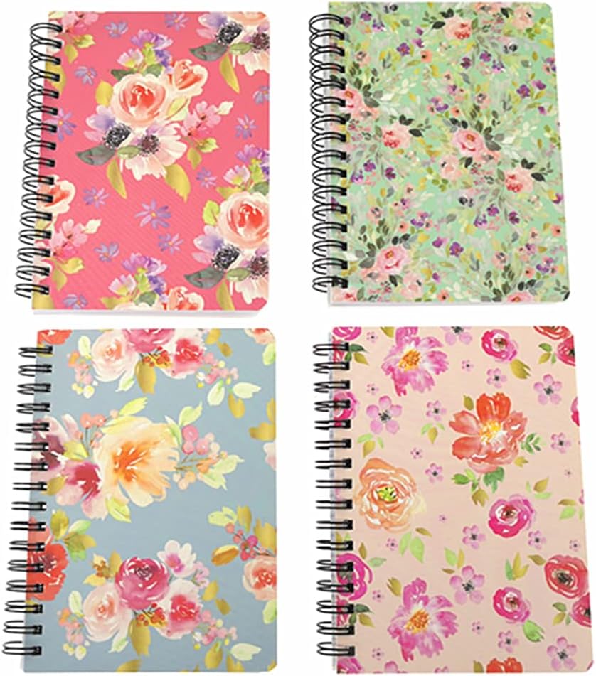 4 Pack A5 Spiral Notebook Journal,Wirebound Ruled Sketch Book Notepad Diary Memo Planner