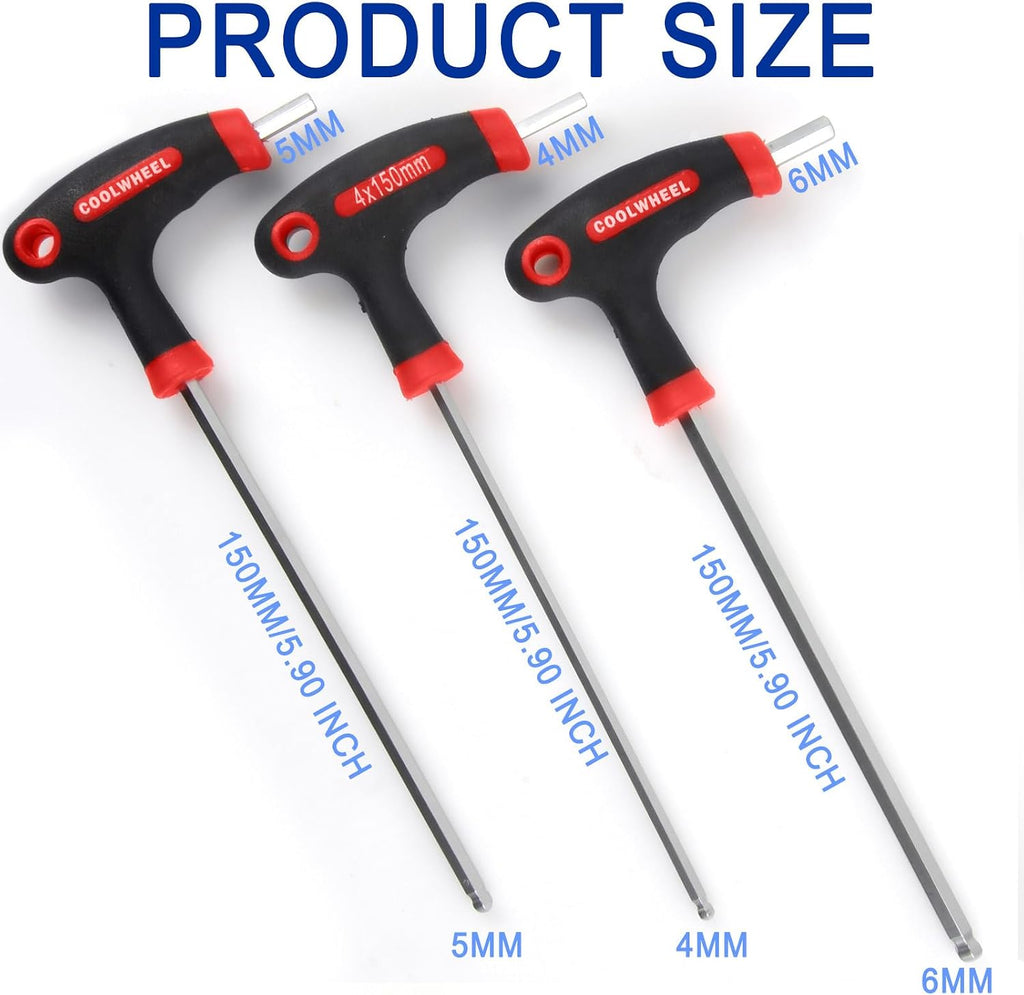 Bike Hex Allen Key Wrench Set - 4/5/6mm Bicycle T-handle Energy Saving Hex Key