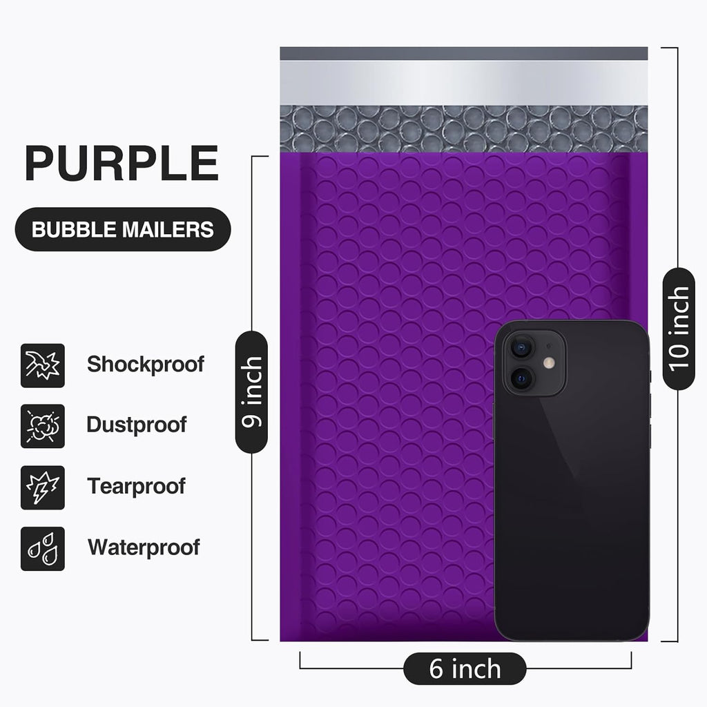 UCGOU Bubble Mailers 6x10 Inch Purple 25 Pack Poly Padded Envelopes Small Business