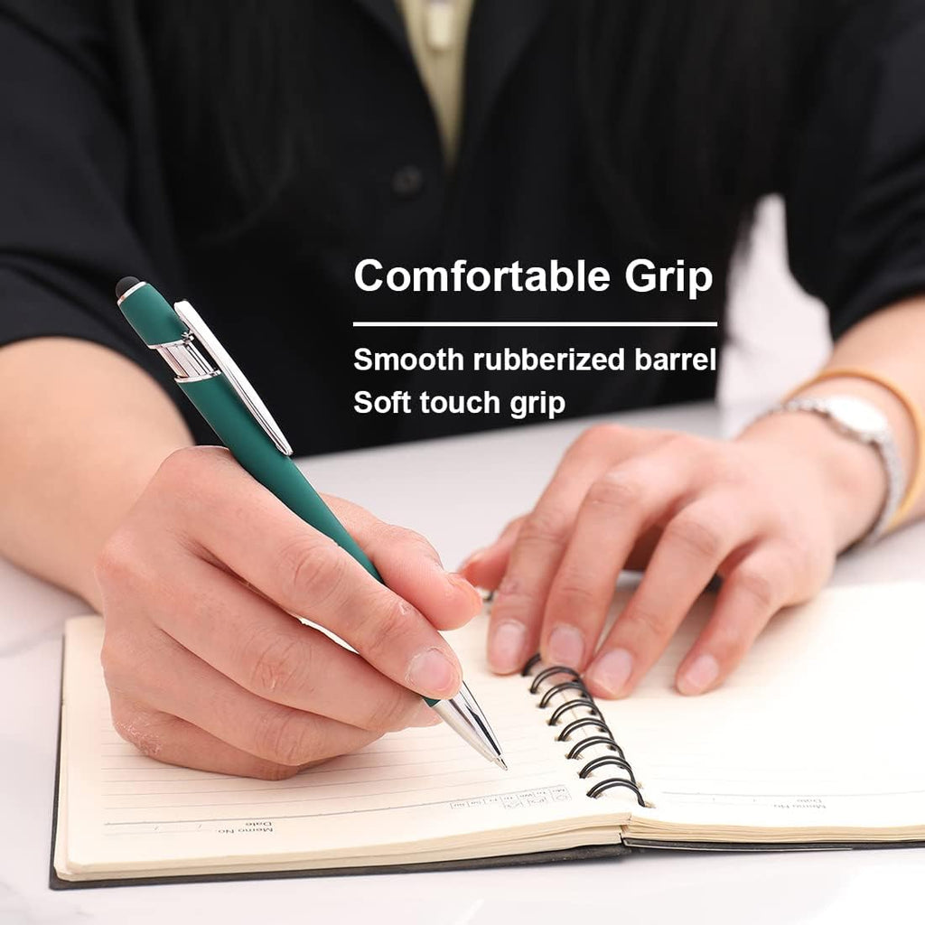 Oddmoal Ballpoint Pen with Stylus Tip, Soft Touch Click Metal Pen, 1.0mm Medium Point