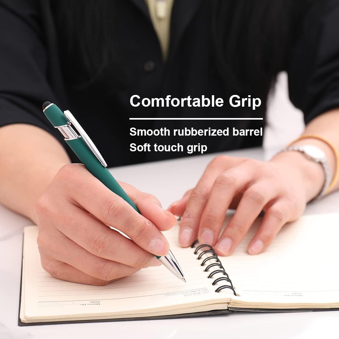 Oddmoal Ballpoint Pen with Stylus Tip, Soft Touch Click Metal Pen, 1.0mm Medium Point