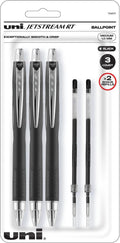 Uni-Ball Jetstream Rt Ball Point Pens Black - Writing Pens Bold Point (1.0mm) - 3 Ink