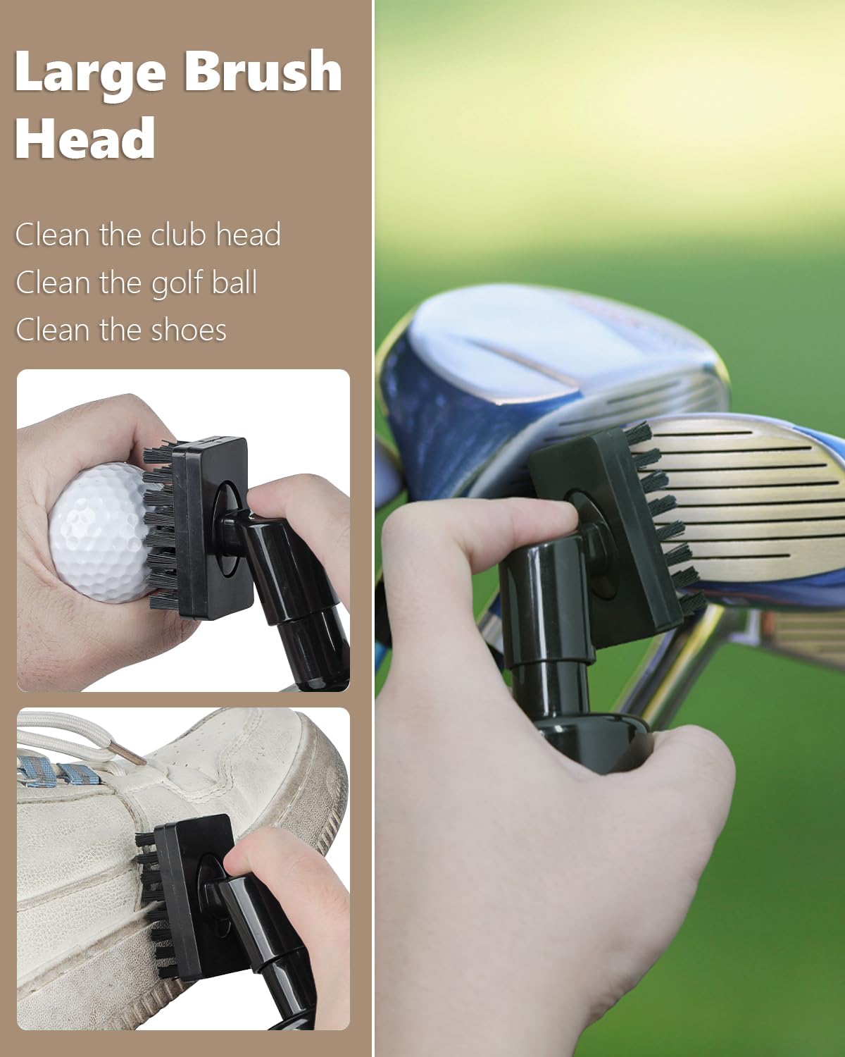Golf Club Cleaner Brush 2 Pack - 7 Inch Golf Water Brush with 5 Oz Leakproof Bottle