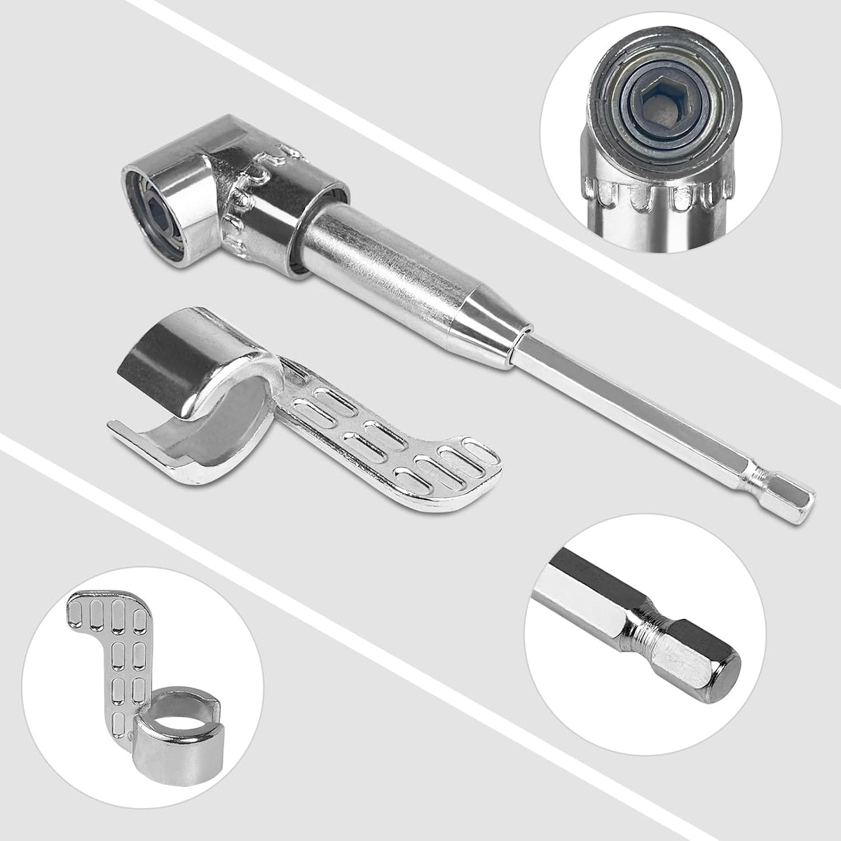 Egaageoi 3-in-1 Right Angle Drill Attachment Kit for Tight-Space Drilling