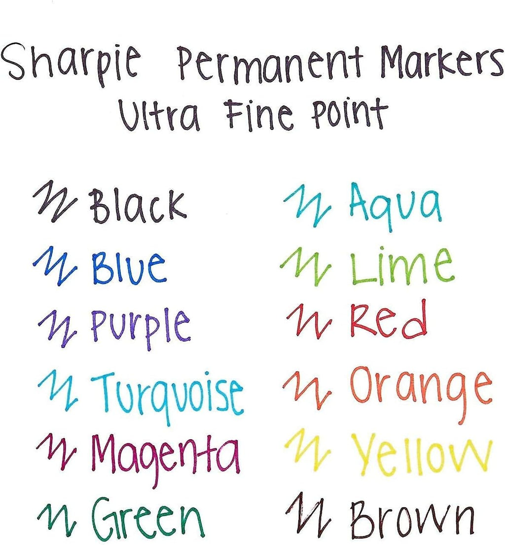Sharpie Permanent Markers, Ultra Fine Point, Black, 12-Count