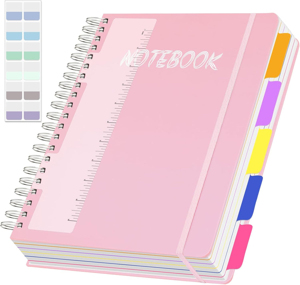 300 Pages 5 Subject Notebook College Ruled Pink with Dividers