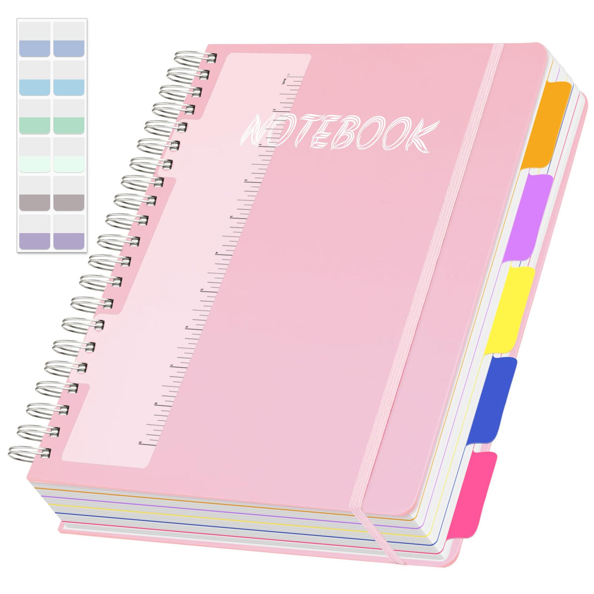 300 Pages 5 Subject Notebook College Ruled Pink with Dividers