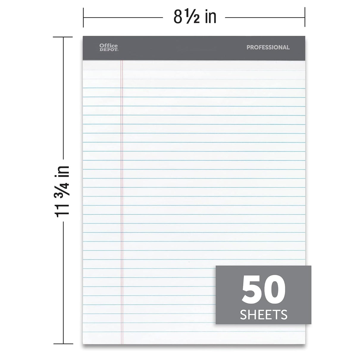 Office Depot Professional Legal Pad, 8 1/2in. x 11 3/4in., Legal Ruled, 50 Sheets Per Pad