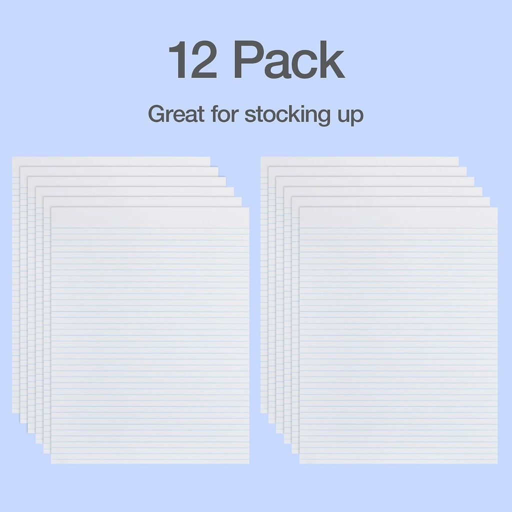 Ampad Evidence Glue Top Writing Pads, 8-1/2 x 11 Pads, Narrow Rule, White, 50 Sheets