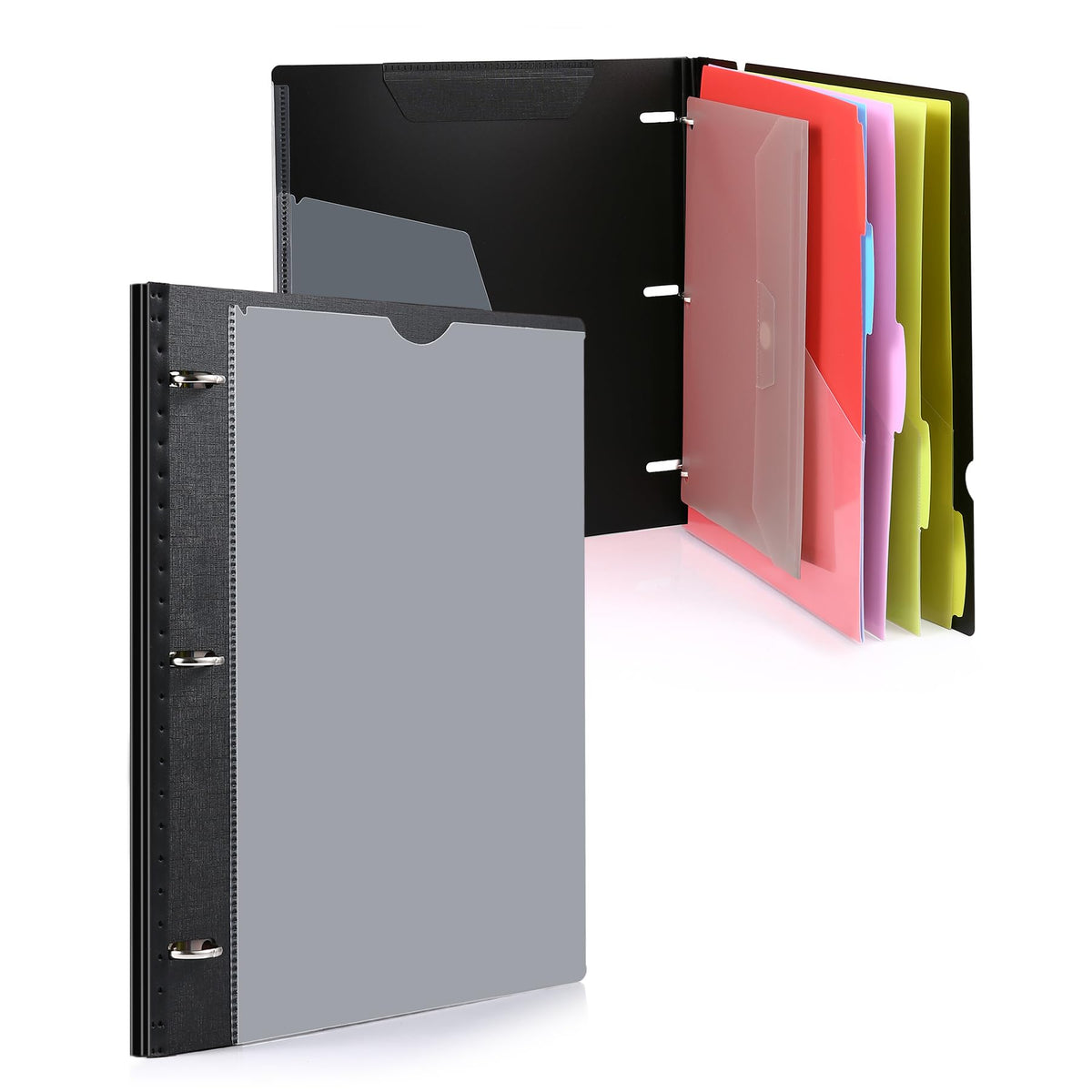 WOT I Telescoping Project Organizer, 1 Inch 3 Ring Binder, Black