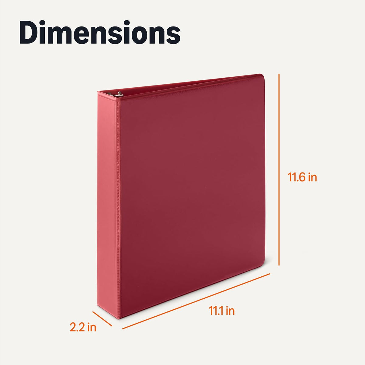Amazon Basics 3 Ring 1.5 inch Binders with Round Metal Rings, Holds 275 Sheets