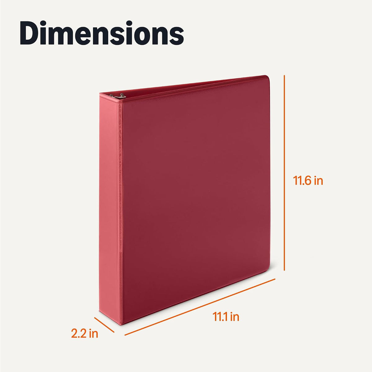 Amazon Basics 3 Ring 1.5 inch Binders with Round Metal Rings, Holds 275 Sheets
