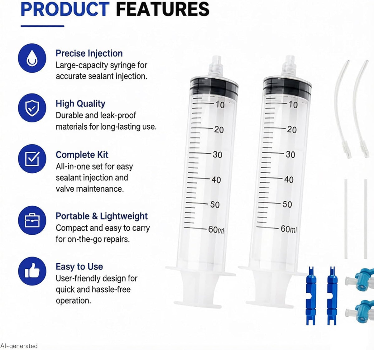 2PCS Tubeless Sealant Injector, 150ml Tire Sealant Injector for Tubeless