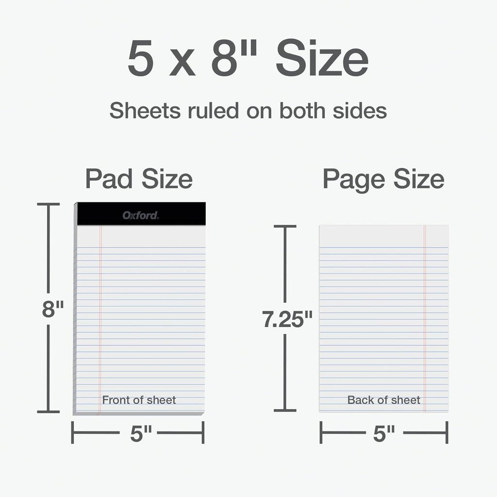 Oxford Legal Pads, 12 Pack, Premium Note Pads, 50 Legal Ruled 5" x 8" Sheets