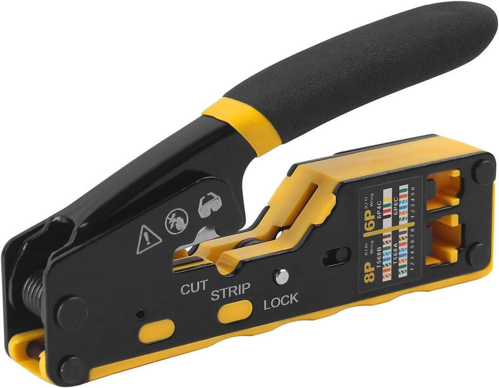 RJ45 Crimp Tool - 8P6P Ethernet Crimper for Cat5/Cat5e/Cat6/Cat6a Connectors