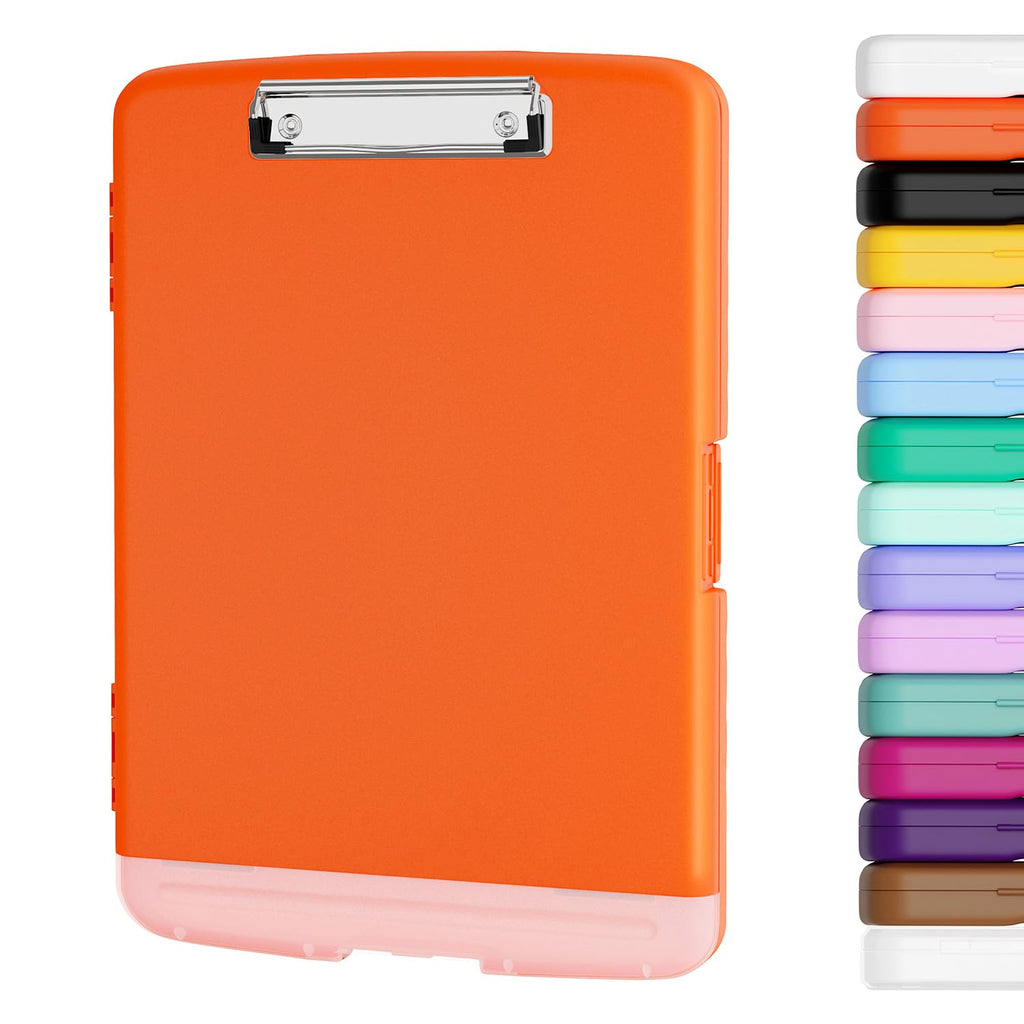 Piasoenc Clipboard with Storage, 8.5 x 11 Clip Board with Pen Holder, Red