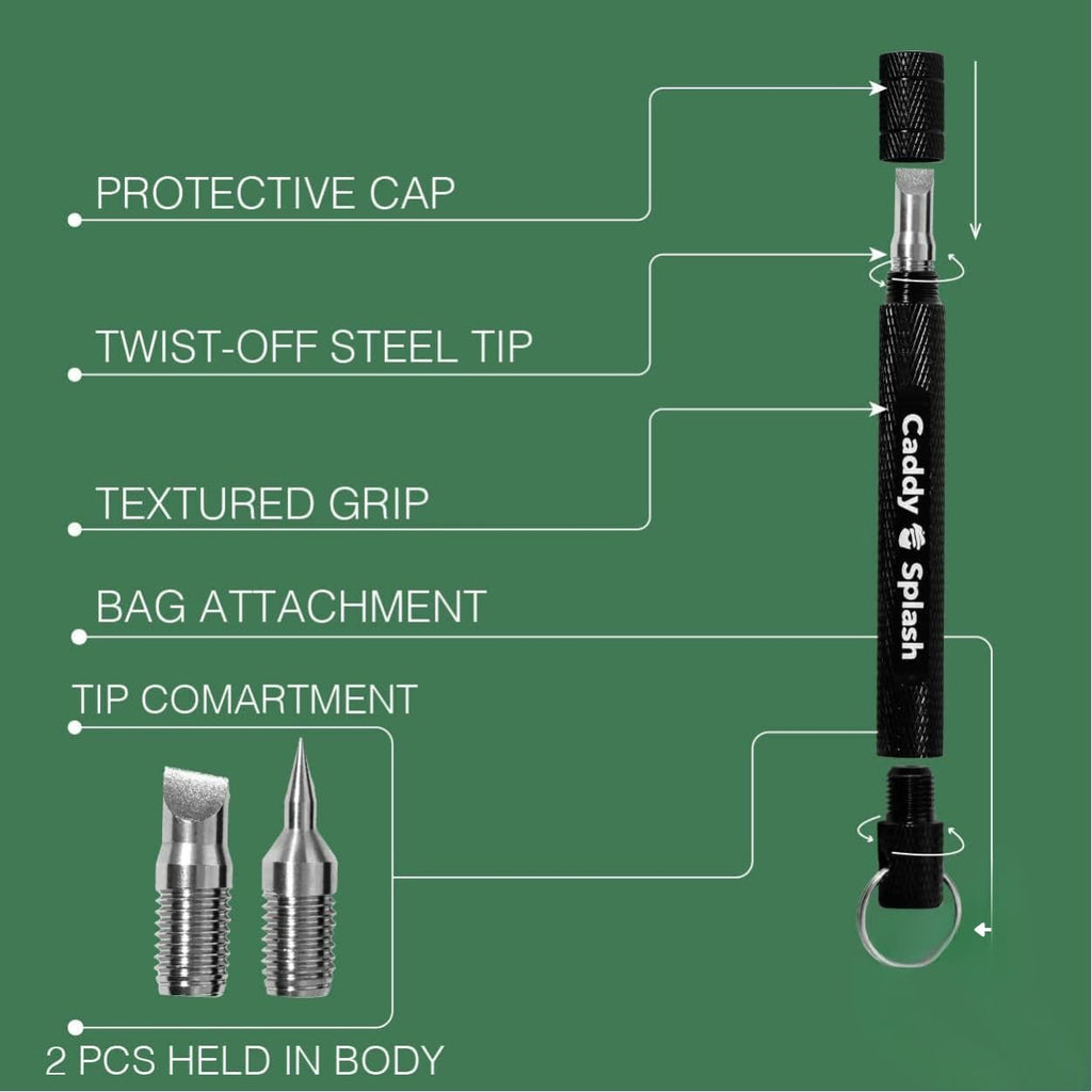 Caddy Splash Golf Club Groove Sharpener Tool - 3-in-1 Golf Club Cleaner for Wedge