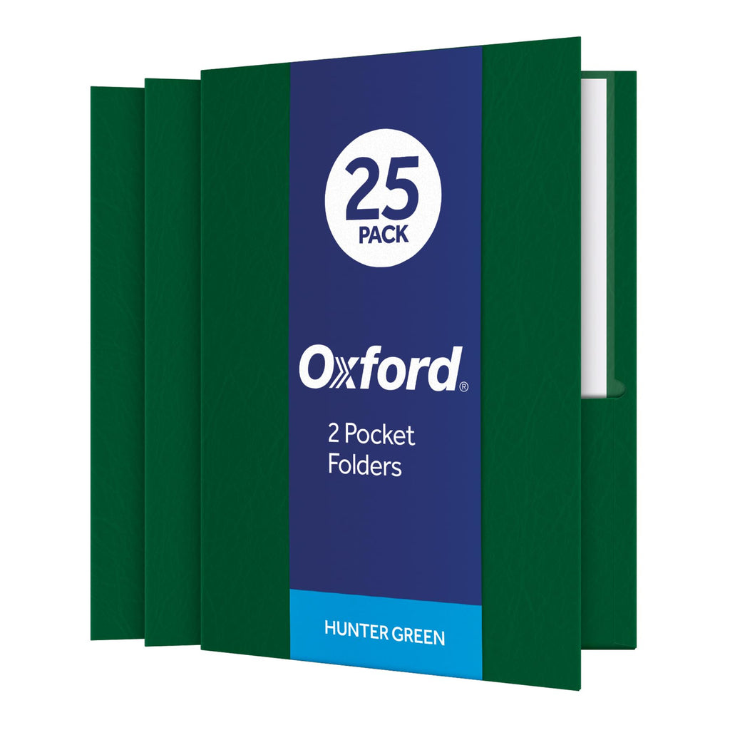 Oxford Twin-Pocket Folders, Textured Paper, Letter Size, Dark Blue, Holds 100 Sheets