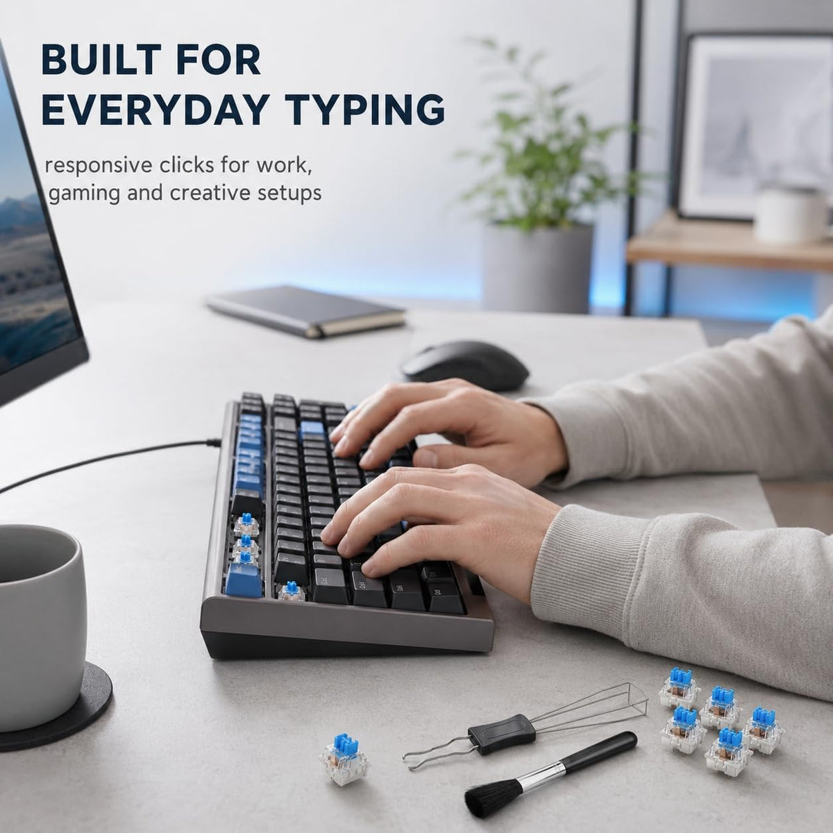 90 Pcs Clickers for 3D Prints,Includes Keycap Puller Cleaning Brush Cloth