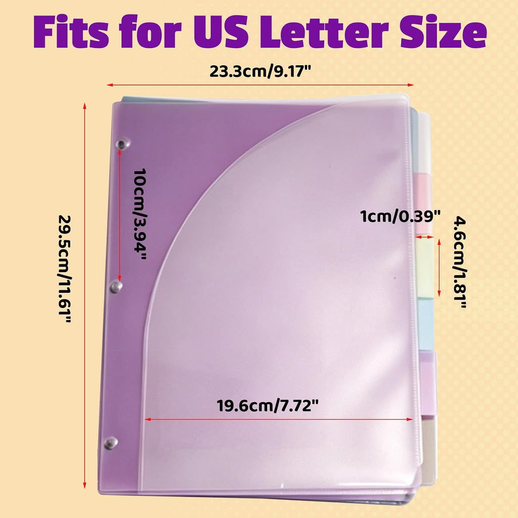 Binder Dividers with Tabs and Pockets, 18PCS/3 Sets in 6-Tab