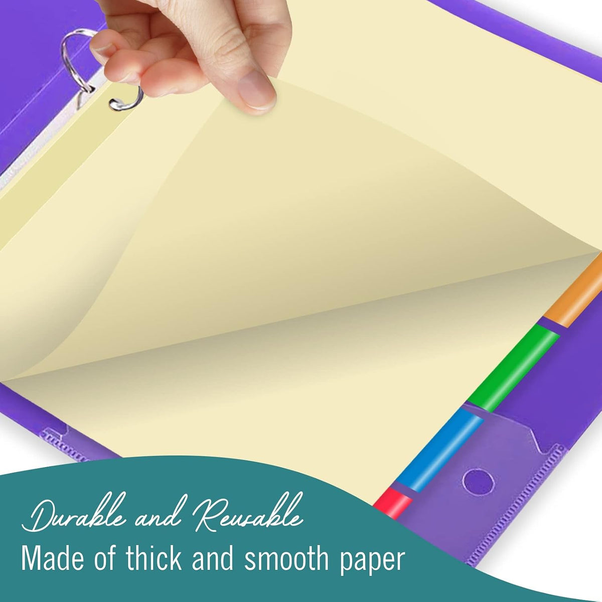 8-Tab Binder Dividers for 3 Ring Binder, Insertable Multicolor Big Tabs