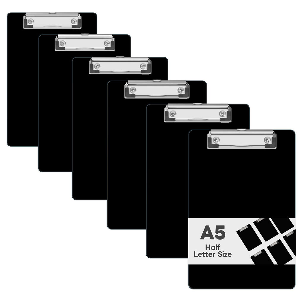 6 x 9 Small Clipboard Set of 6, A5 Colored Plastic Clip Boards