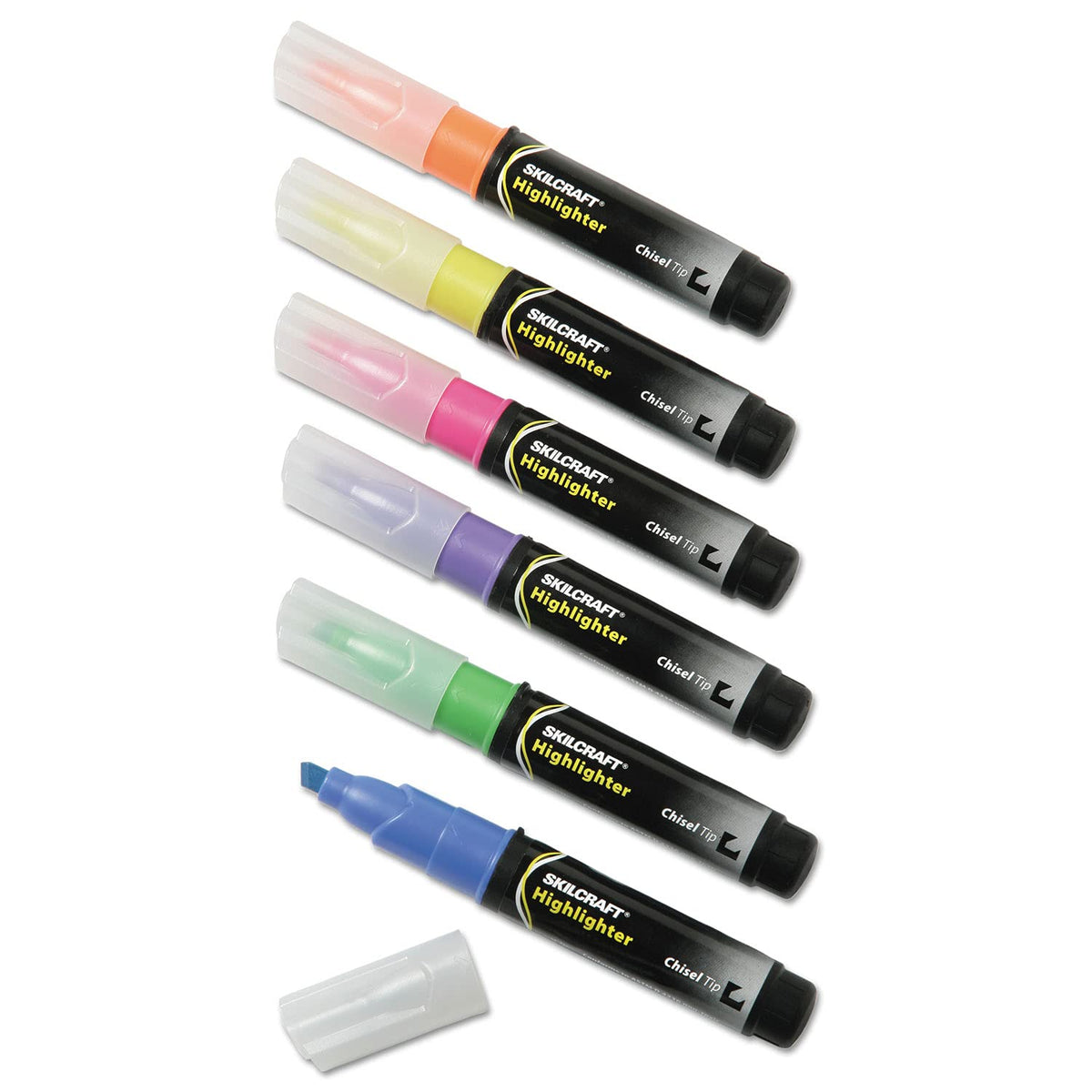 AbilityOne - 7520013837943 - Large Fluorescent Highlighter - Yellow, Pink, Blue, Green