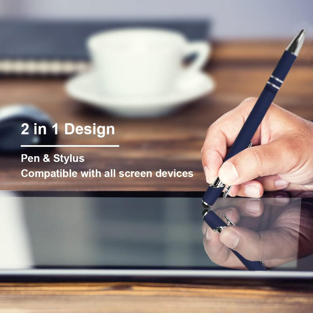 Oddmoal Ballpoint Pen with Stylus Tip, Soft Touch Click Metal Pen, 1.0mm Medium Point