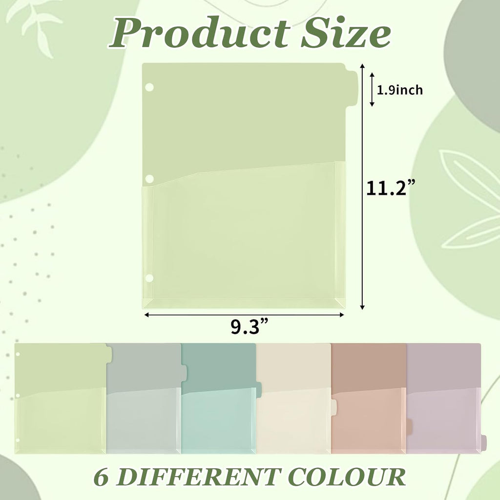 Chuangdi 12 Pack 6 Tab Expanding Binder Dividers with Pockets, Morandi