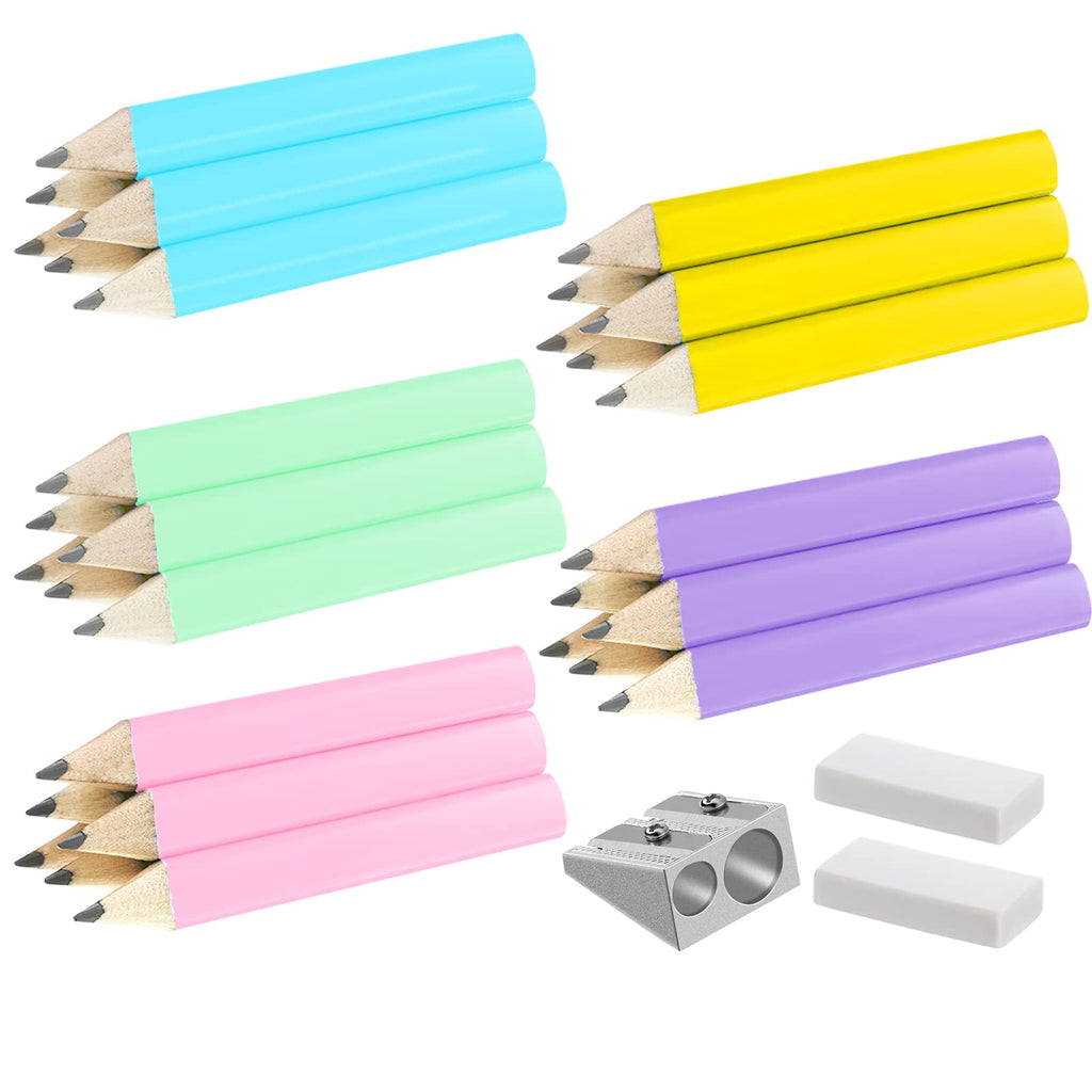 Marspark 30 Pcs Short Triangular Fat Pencils Jumbo Wood, Fresh Colors