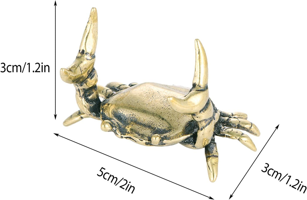 Crab Pen Holder,Brass Crabs Figurine,Funny Weightlifting Crabs Desk Pen Stand