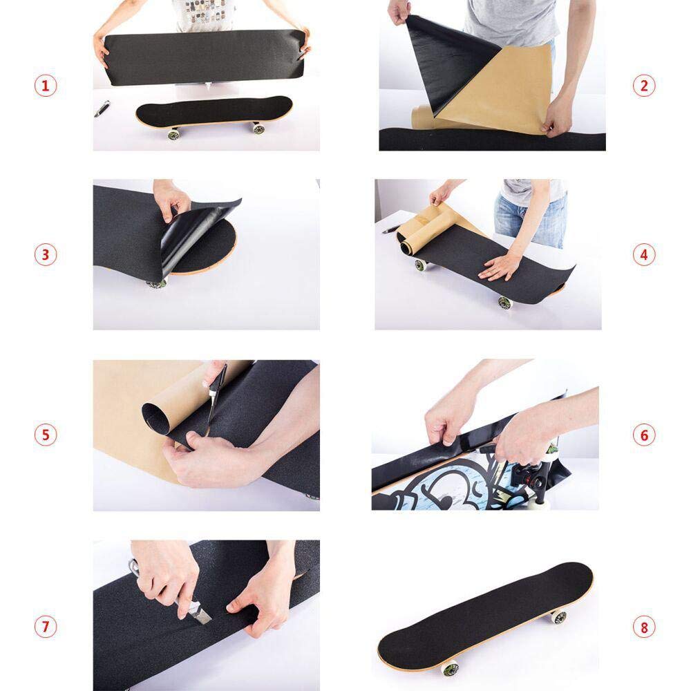 ZUEXT 10.6" x 49.2" Black Skateboard Grip Tape Sheet (125x27cm)