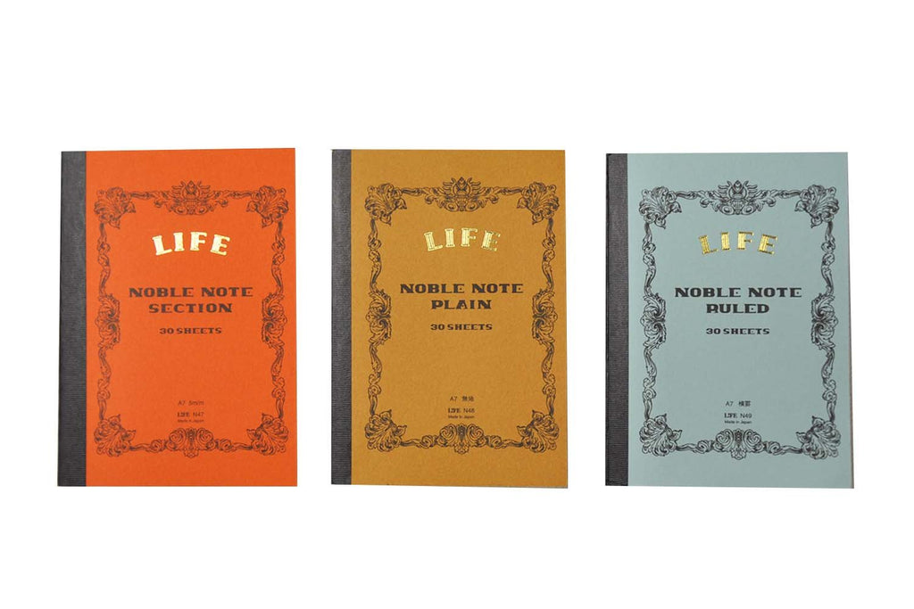 Life Noble Notebook, A7, Grid, N47, Set of 2
