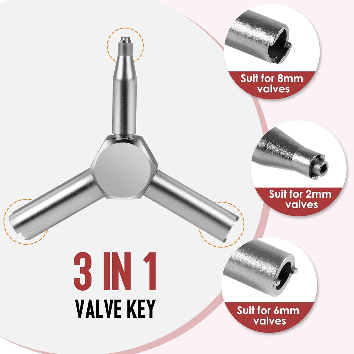 Airsoft Valve Key Tool 3 in 1, Stainless Steel GBB Magazine Valve Wrench