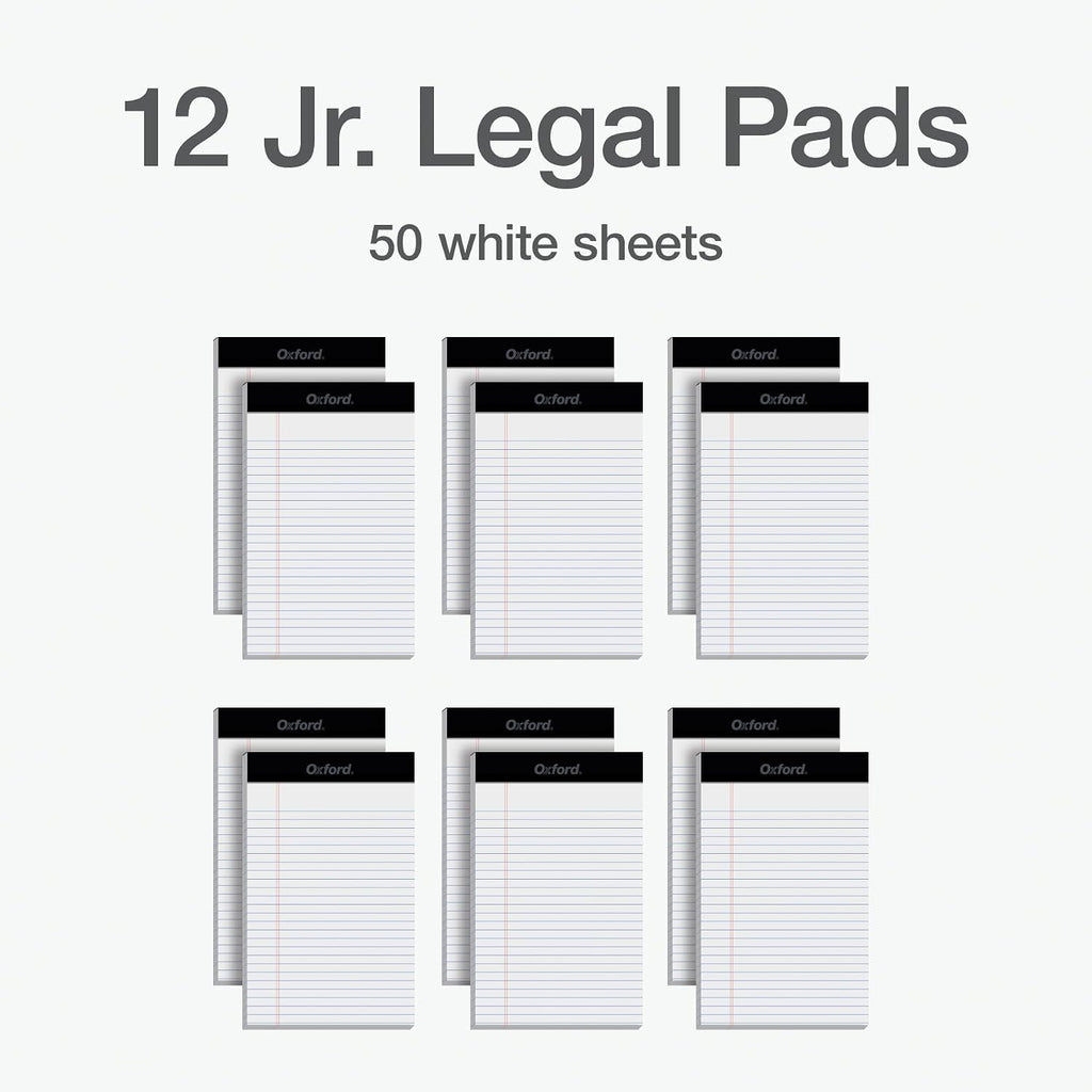 Oxford Legal Pads, 12 Pack, Premium Note Pads, 50 Legal Ruled 5" x 8" Sheets